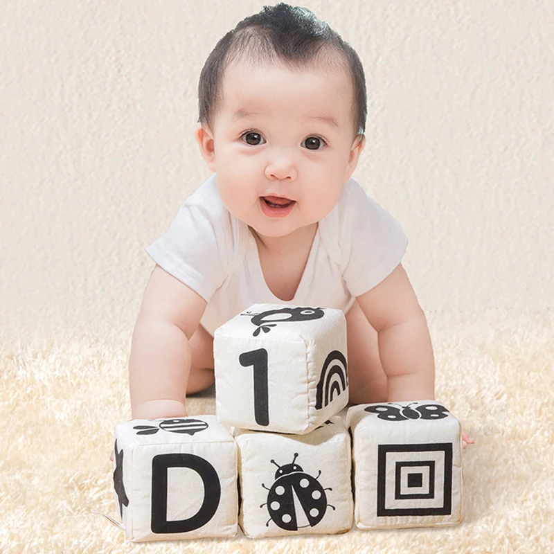 Baby Cloth Building Blocks Montessori Sensory Toy Cubes Stacking Animal Digit Shape Cognition Early Educational Creative ToyGift
