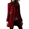 Autumn Winter Turn-down Neck Woolen Jacket Coat Women Fashion Black Long Sleeve Double Breasted  Loose Wool Coats Streetwear 3