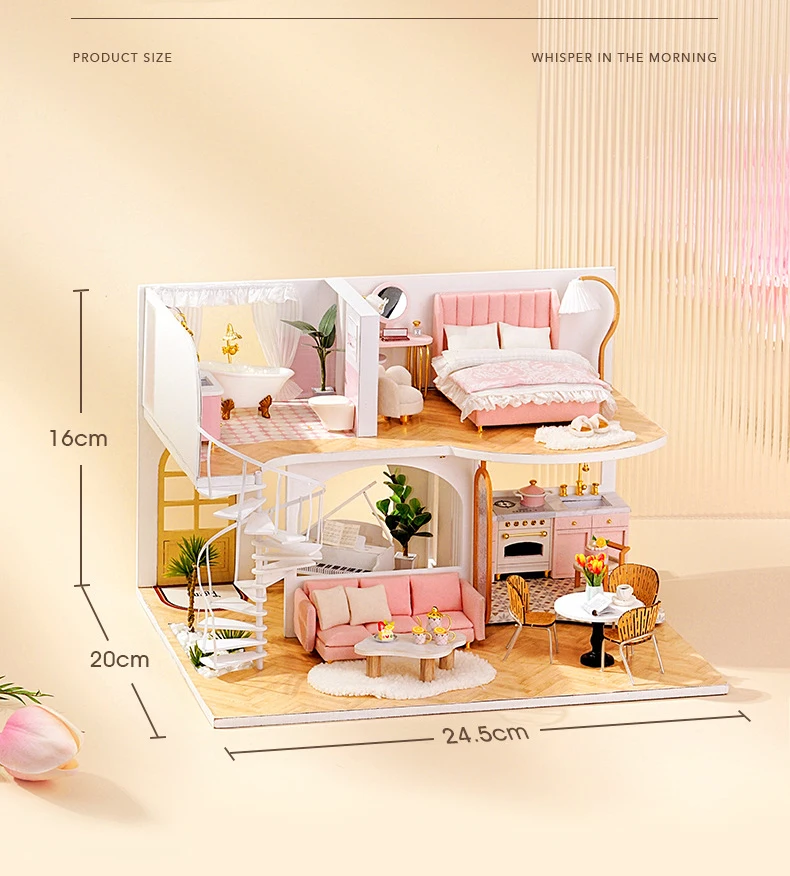 DIY Doll House Wooden Case Miniature Furniture Dollhouse Handmade