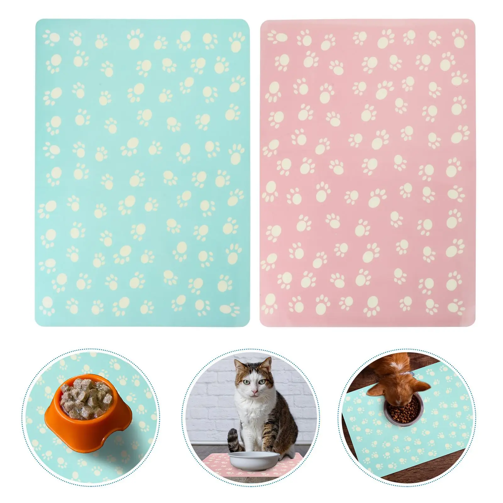 Cat Litter Mat,Super Cute Cat Feeding Placemat for Puppy Pet Food  Catching,Water-Resistant,Durable and Easy to Clean.