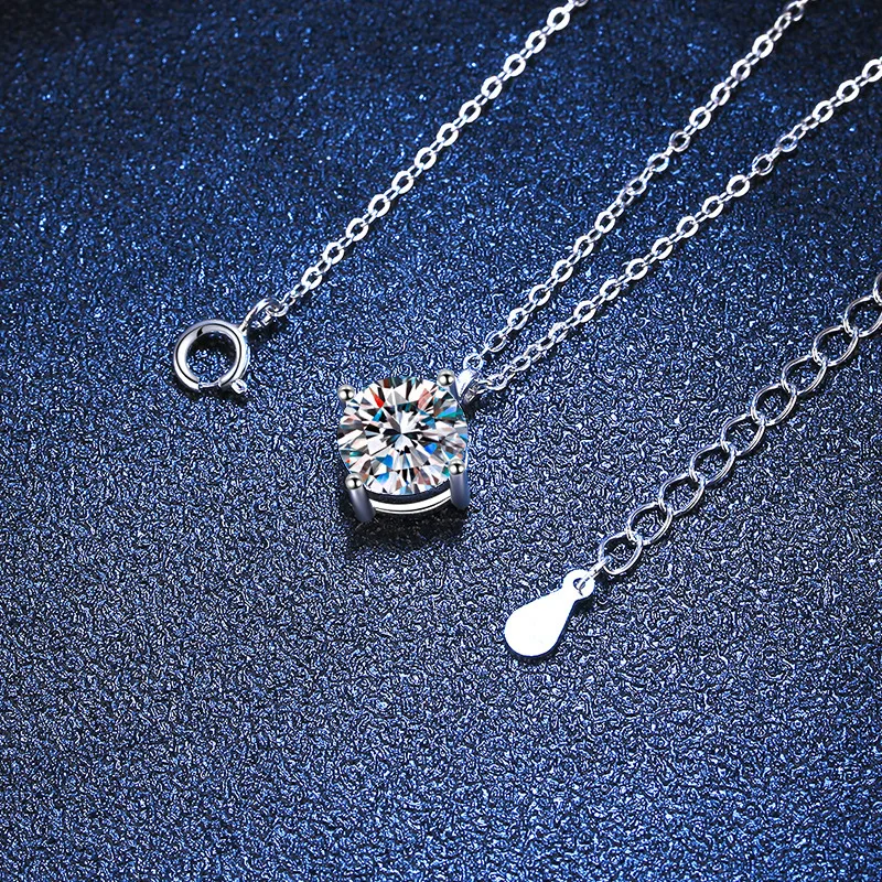 Ciondolo Tancise con diamante moissanite da 0,5/1/2/3 carati testato, da donna, gioiello classico in argento, ottima idea regalo_voghion.com