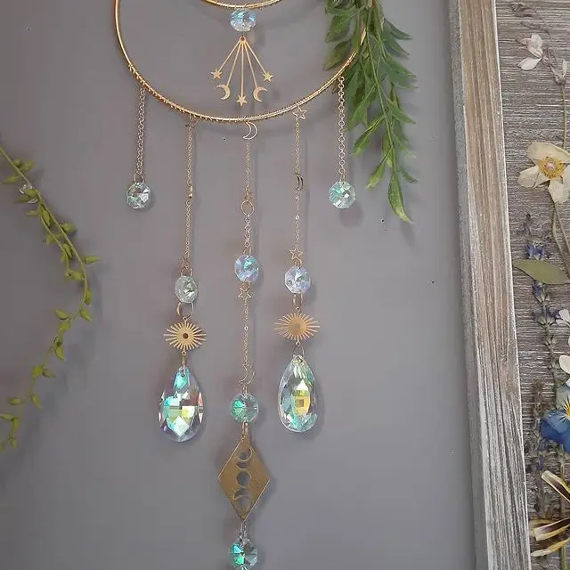 Holdfázisú Nagy Szivárványkészítők Ajándék-Tökéletes Szoba Dekorációhoz | Car Charm Boho Dekoráció Ajándék - Image 2