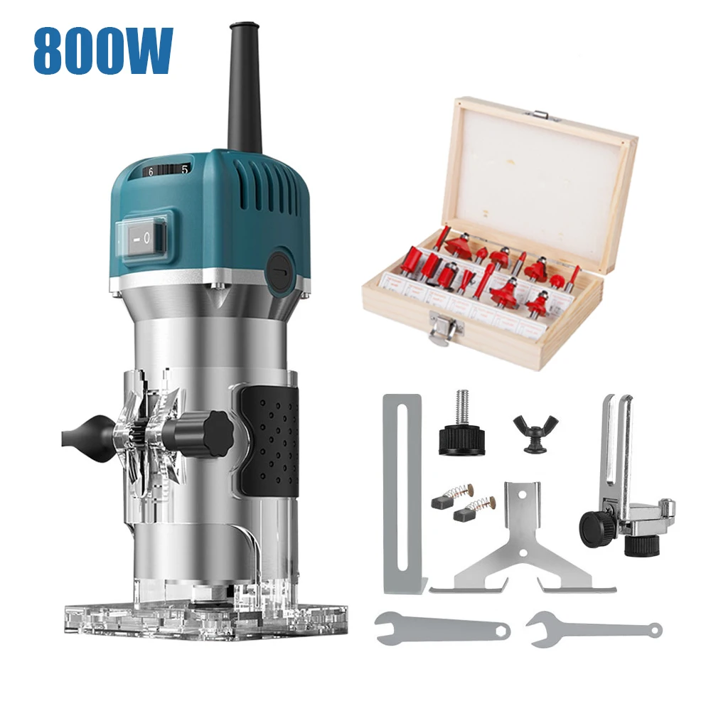 220V/110V 800W Electric Trimmer Router Wood Milling Machine Engraving Slotting Carpentry Manual Trimming Woodworking Tool