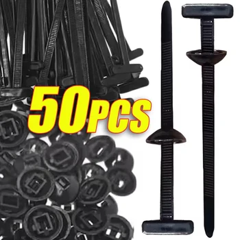 สายรัดไนลอนอเนกประสงค์ 10-50 ชิ้น แบบล็อคอัตโนมัติ สายรัดพลาสติก ห่วงรัดสายไฟ พร้อมคลิป อุปกรณ์เสริมในรถยนต์ 1