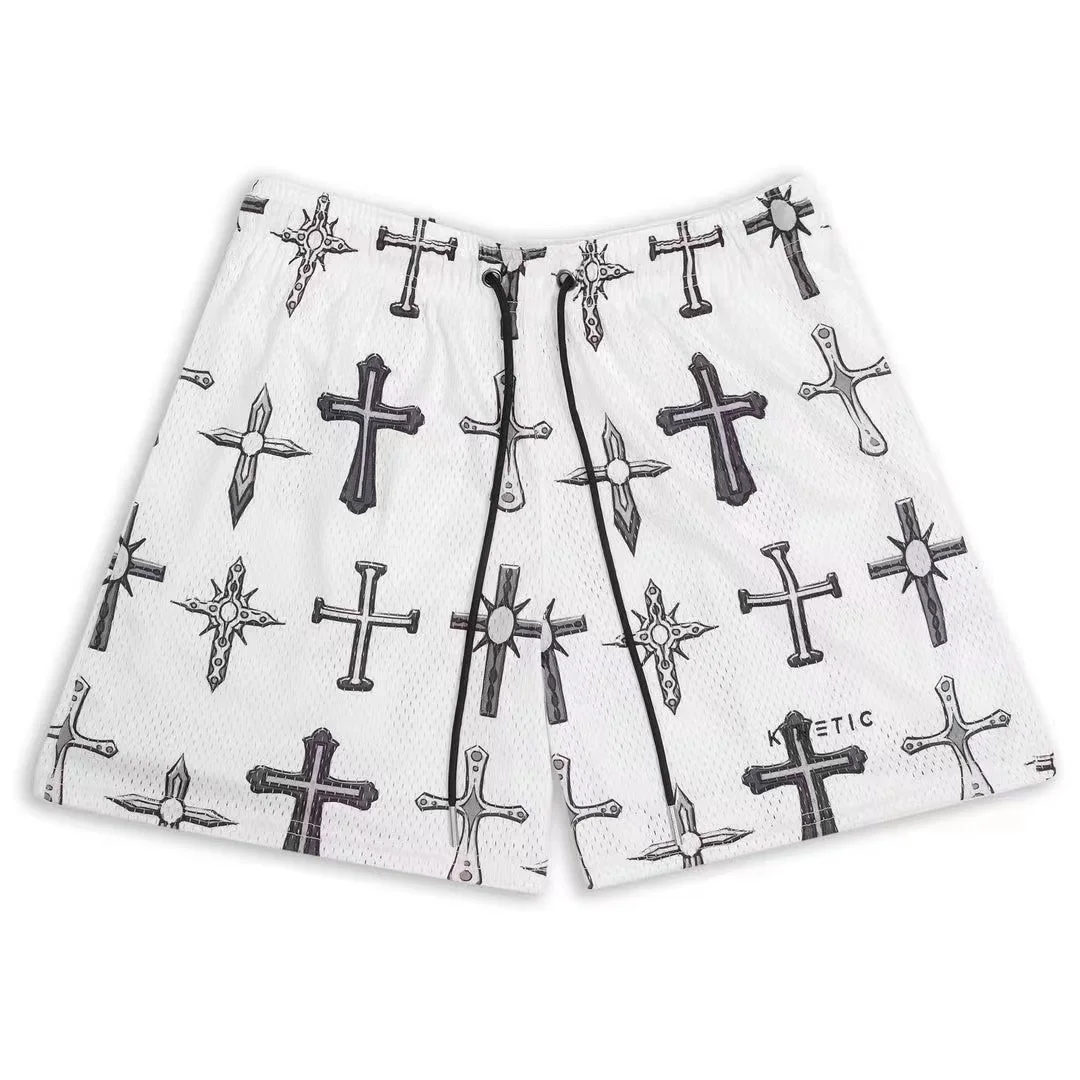 2023 Mesh Breathable Men Shorts GYM Basketball Running Quick-Drying Shorts Baggy Flame Print Fashion Shorts Summer Shorts 3