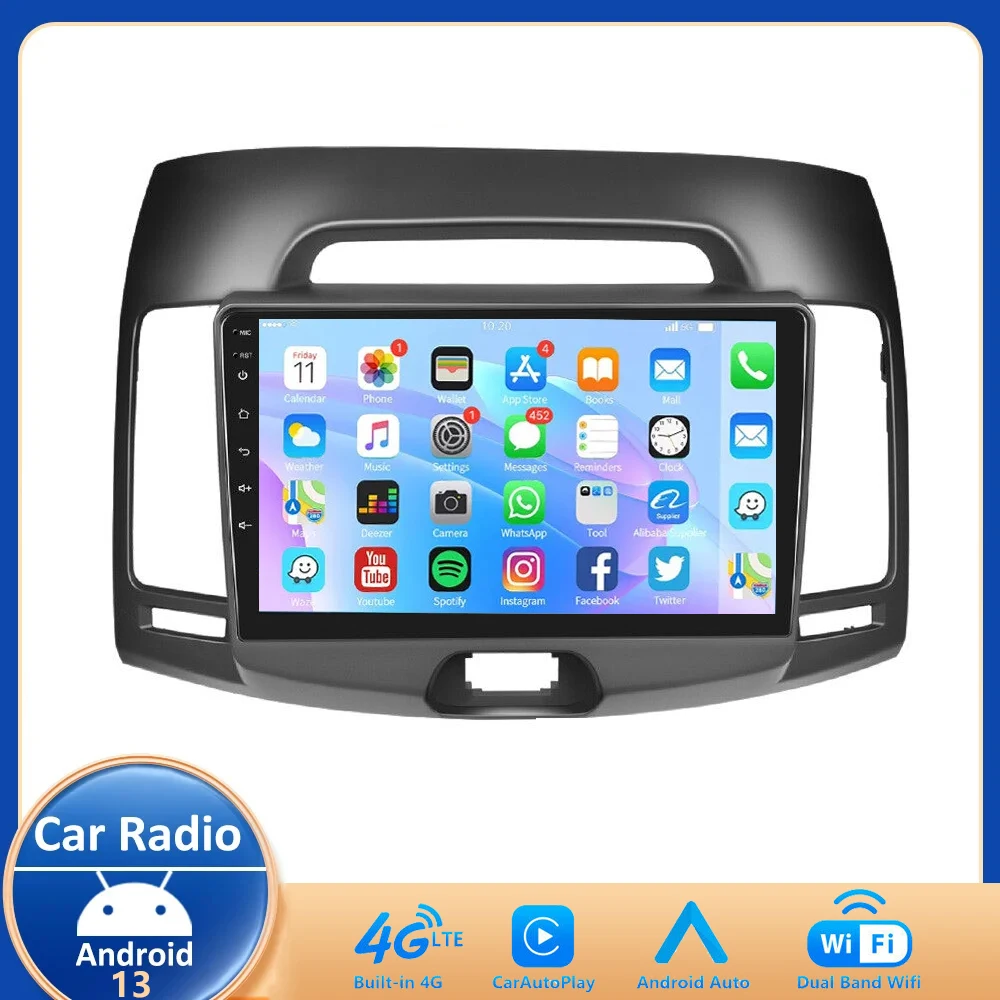 

Android 13 For Hyundai Elantra 4 HD 2006 - 2012 Car Radio Stereo Multimedia Player 4G wifi GPS Navigation DSP Mirror link