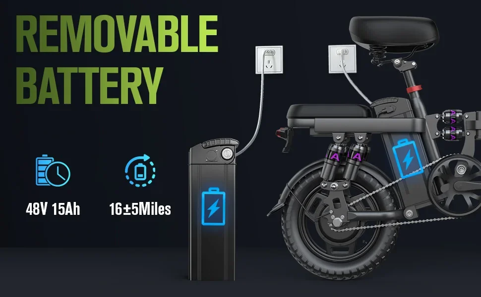 Erwachsenen-E-Bike 250W Motor 48V 15Ah Akku Faltbares Elektrofahrrad 14*2,125 Zoll Reifen Stadt-Pendler-Elektrofahrrad – Detail 11