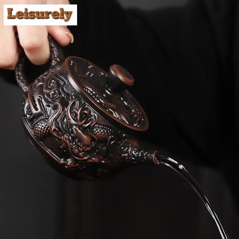 260ml Chinese Yixing Purple Clay Tea Pot Hand-carved Dragon Pattern Teapot Zisha Filter Teaware Customized Beauty Tea Infuser