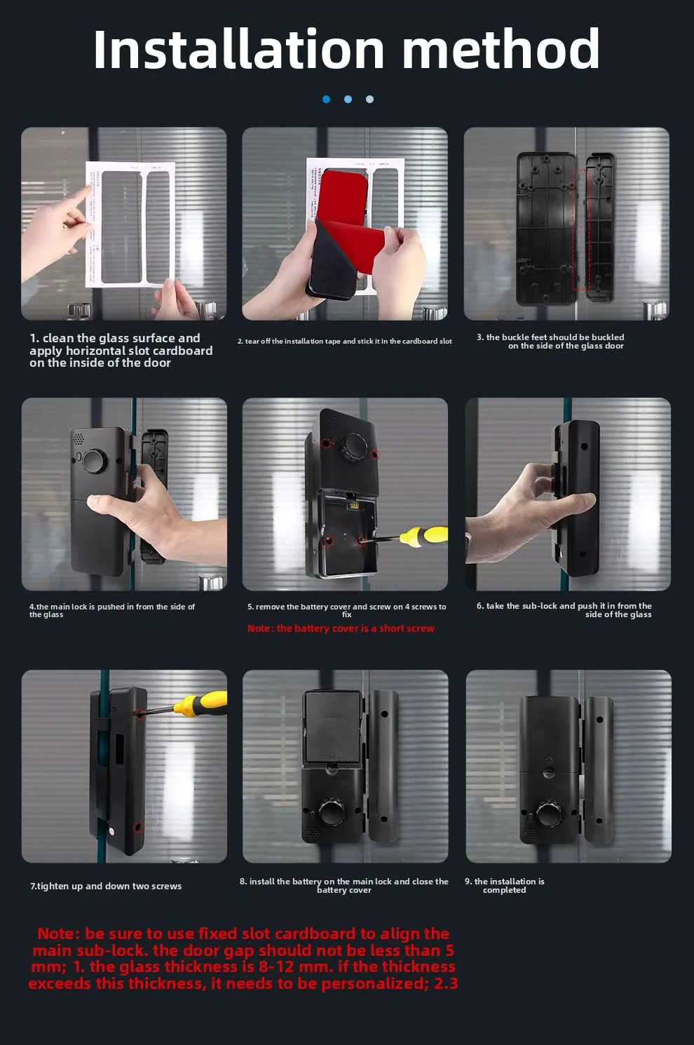 glass door fingerprint lock without opening holes Framed sliding door Intelligen