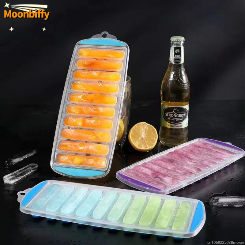 10 Grids Ice Cube Tray with Lid Non-Stick Easy Release Push Popsicle Out Cylinder Silicone Ice Cube Tray Jelly Chocolate Mold