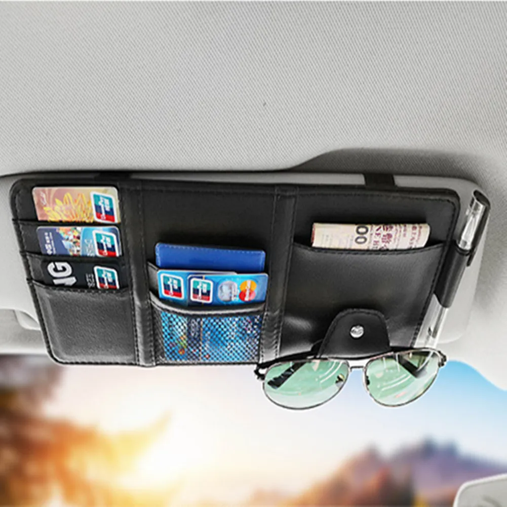 Car Styling Visor Organizer Auto Sun Visor Storage Pouch Car Organizer Sunglasses Holder Card Ticket Pocket Pen Holder sun visor organizer