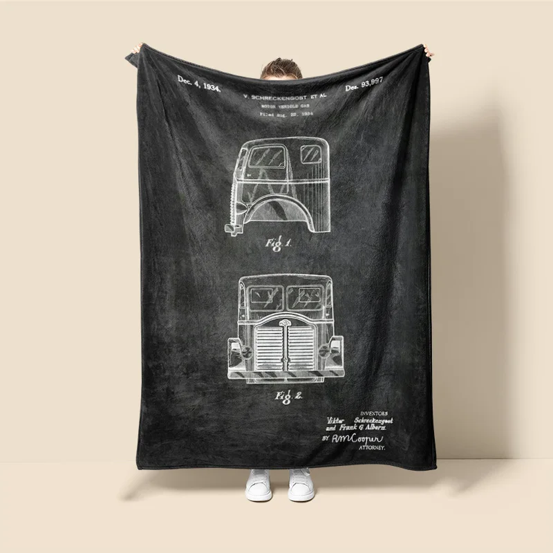 Car Illustration Blanket Warm Sofa Bed Blanket Bedroom Home Office Nap Cover Blanket Machine Washable Home Decoration 5