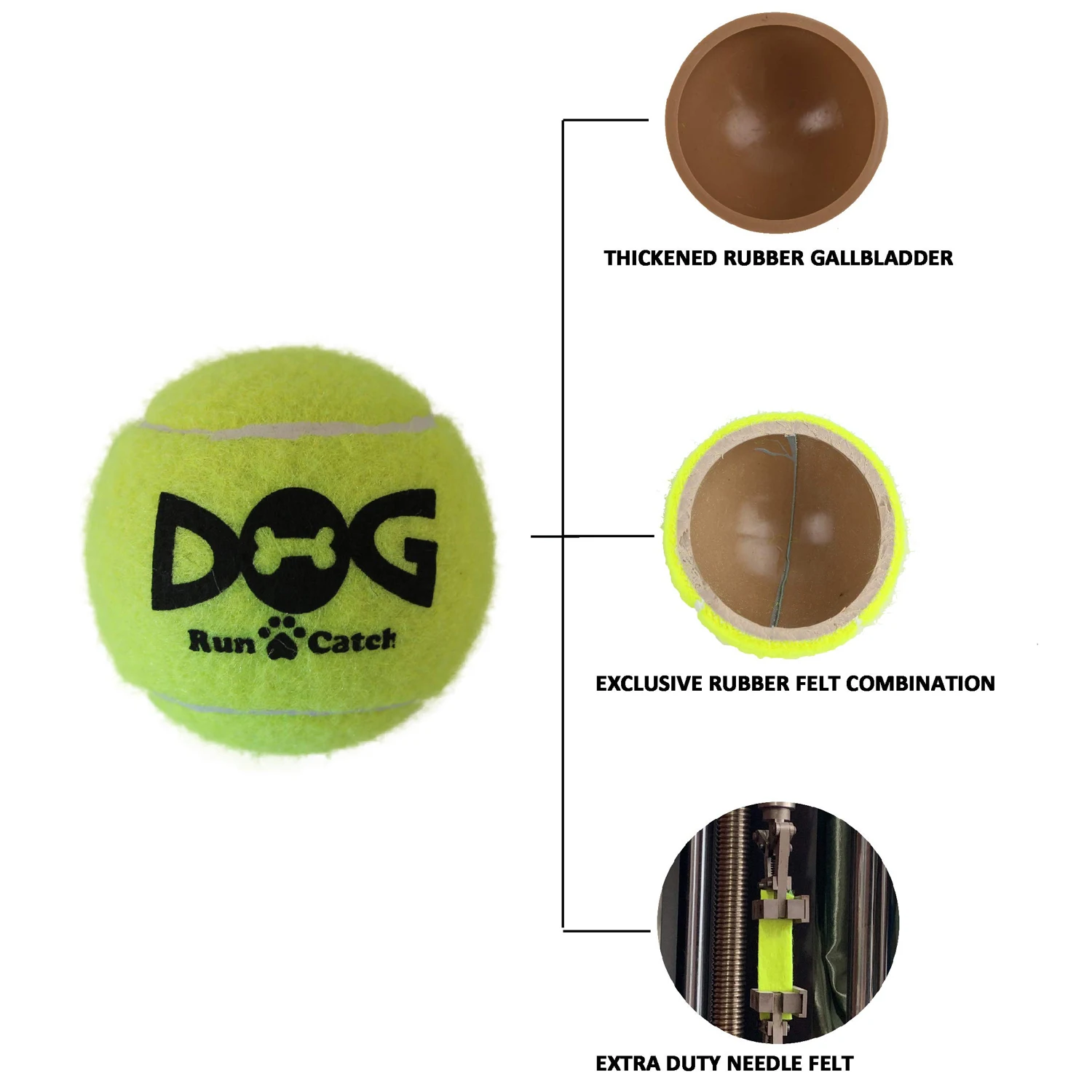Squeaky Tennis Ball Dog Toys 2~6Pcs 2.5" Balls for Medium Dogs Pet Safe Non-Toxic Industrial Strength Felt Rubber Dog Toy Balls