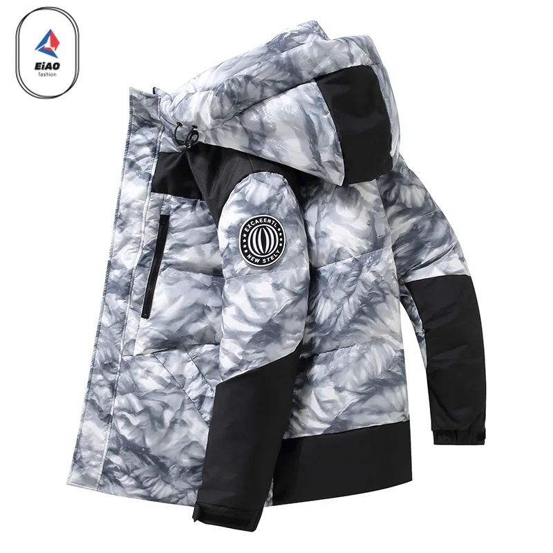 EIAO 2026 Winter Down Jacket Men Women Fashion Designer Splicing Camo White Duck Down Jacket Camping Ski Cold-proof Puffer Coats