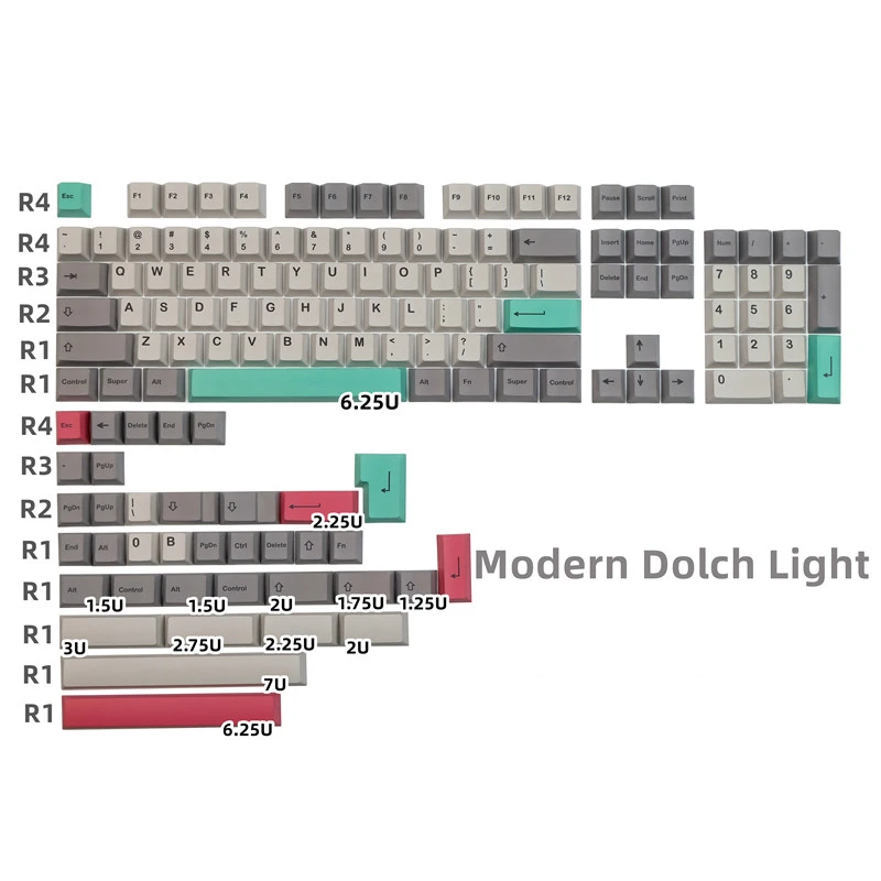Chaves Conjunto Gmk Moderno Dolch Luz Keycaps Pbt Tintura Subbed Chave Tampões Cherry Perfil para Keychron k2 65 75 Anne Gh60 Gk64 Poker 140