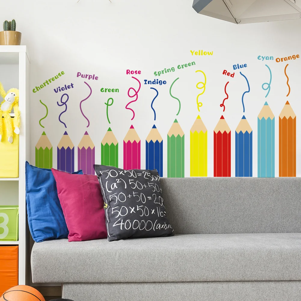 Cartoon Rainbow Crayon Wall Stickers Kids Room Bedroom Background Decoration Wallpaper Home Decor Self Adhesive Nursery Decals wall stickers luminous wall stickers vinyl decal stickers children room decoration