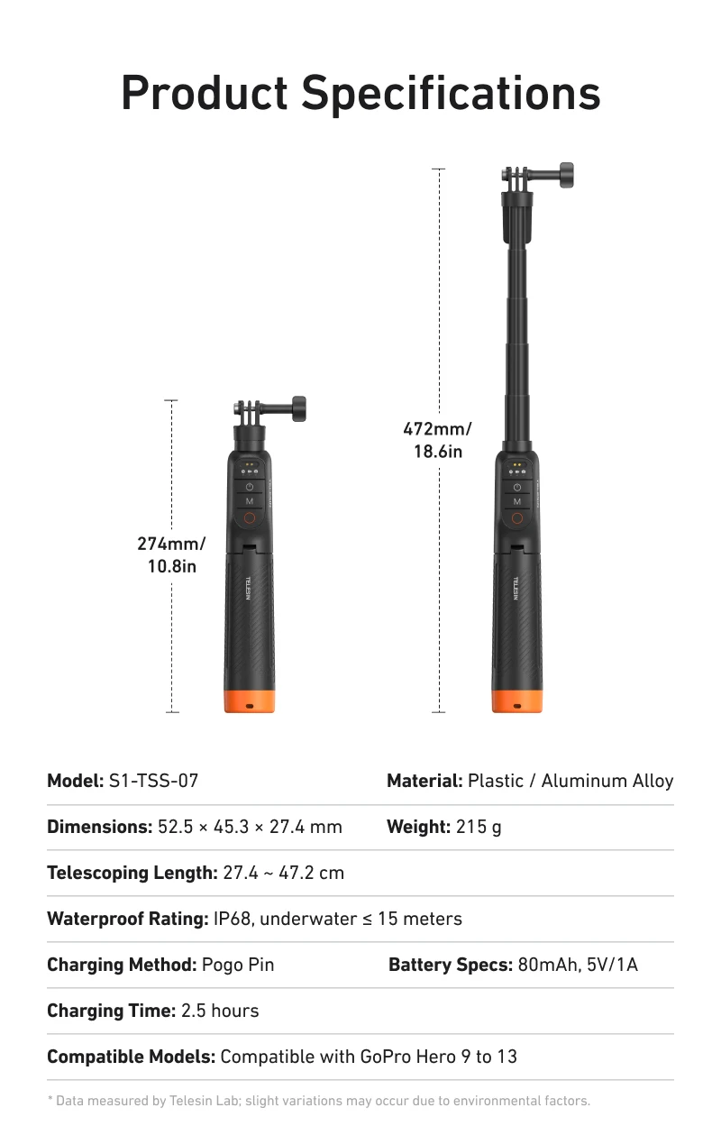 3 in 1 Underwater Remote Control Extendable Waterproof Selfie Stick Tripod Buoya