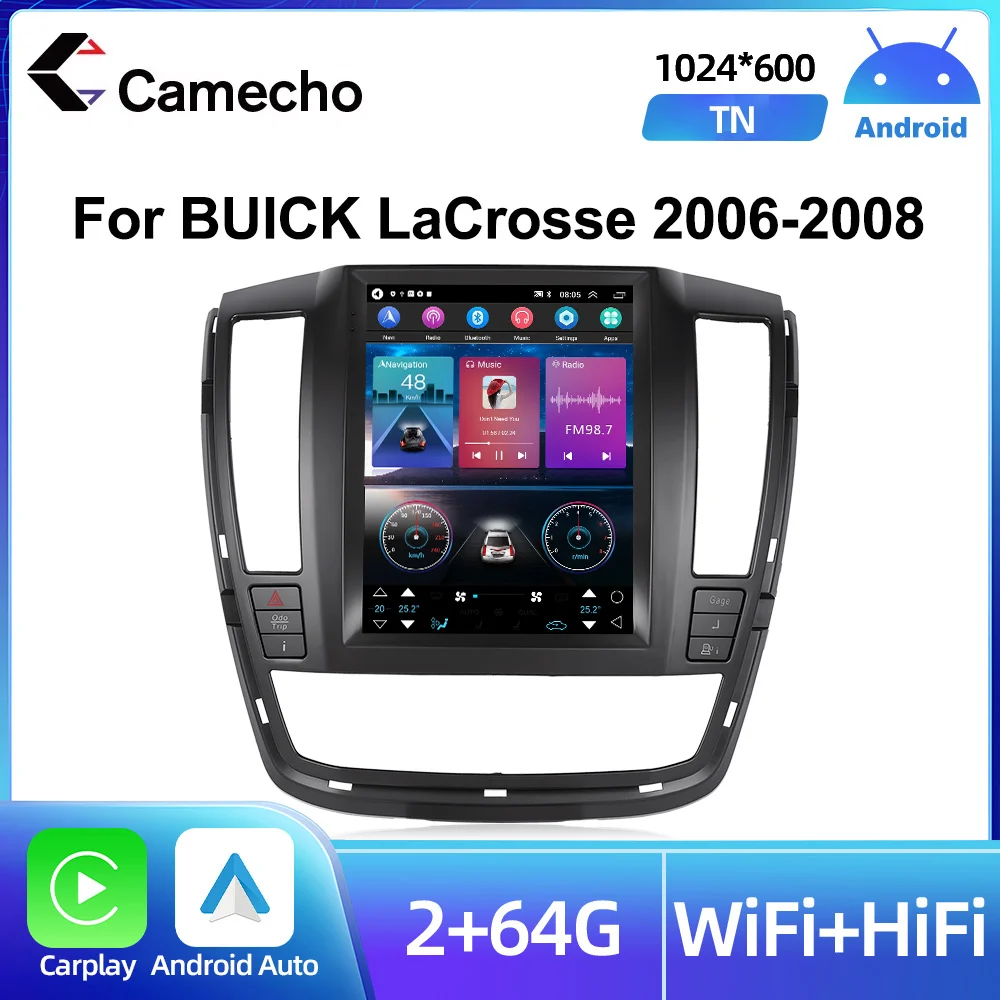 

Camecho Android 2 Din 9.7" Car Radio Stereo For BUICK LaCrosse 2006-2008 Carplay/Auto GPS Wifi FM Capacitive Multimedia Player