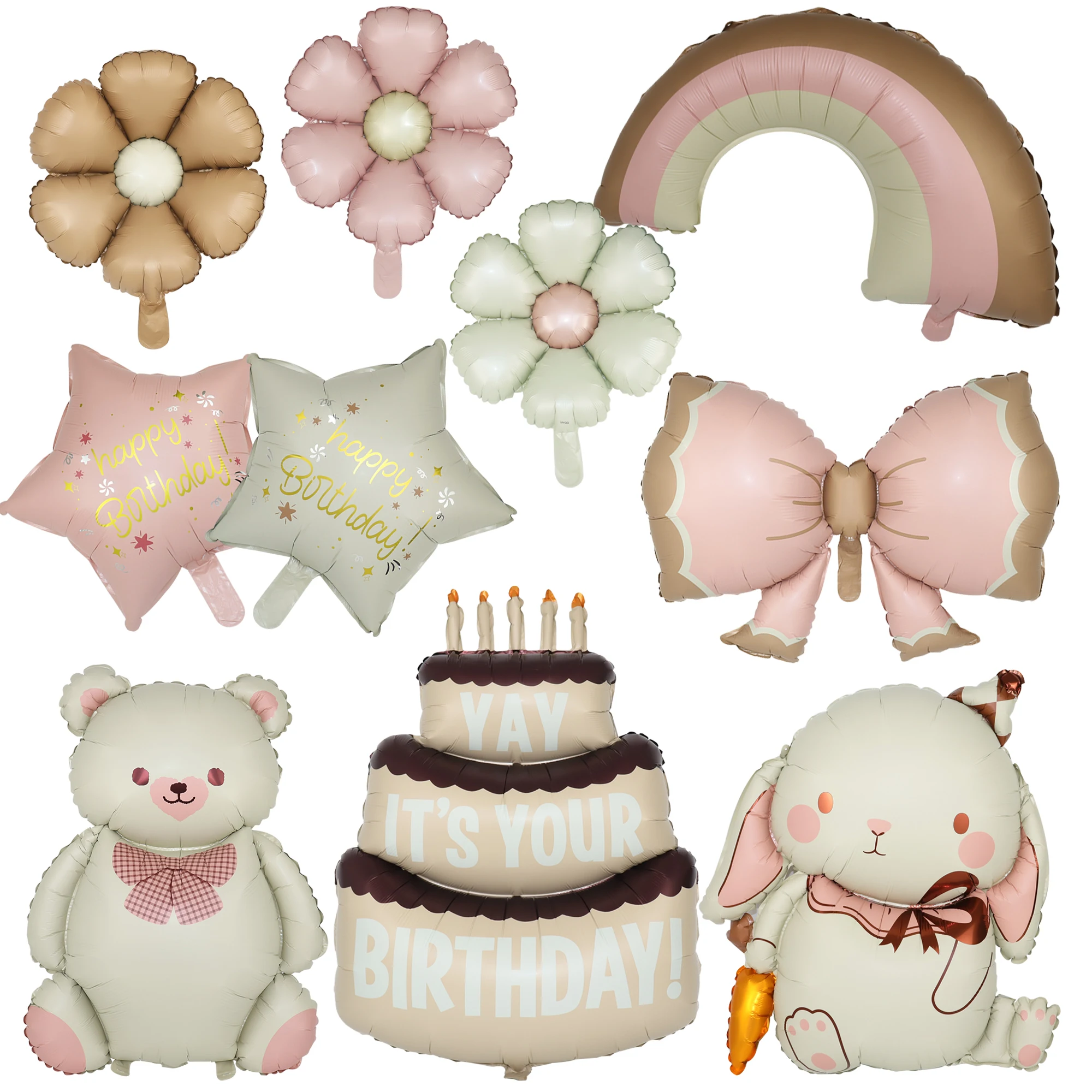 Happy Birthday Animal Foil Balloon Bear Rainbow Bow Dinosaur Balloon Kids Babyshower Adult Birthday Party Decoration