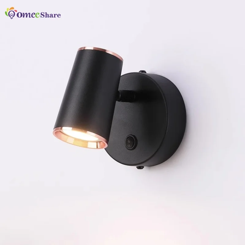 Indoor 7W Led Wall Light Switch Modern Folding Rotation Home Hotel Bedroom Living room Bedside Reading Wall Lamp White Small