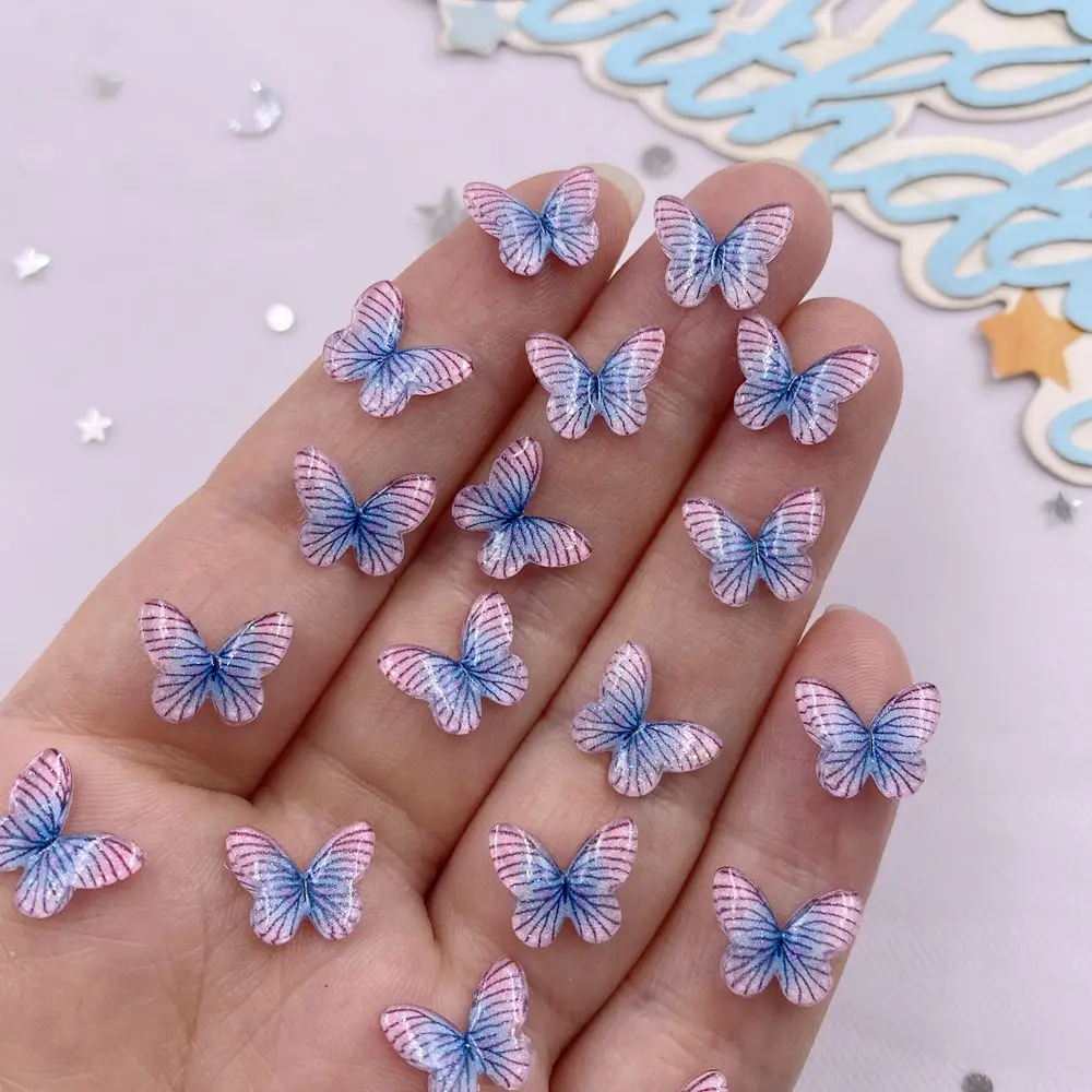 50PCS 10mm 사랑스러운 수지 다채로운 미니 크리스탈 아름다운 나비 플랫 백 라인 석 DIY 네일 아트 쥬얼리 공예 액세서리