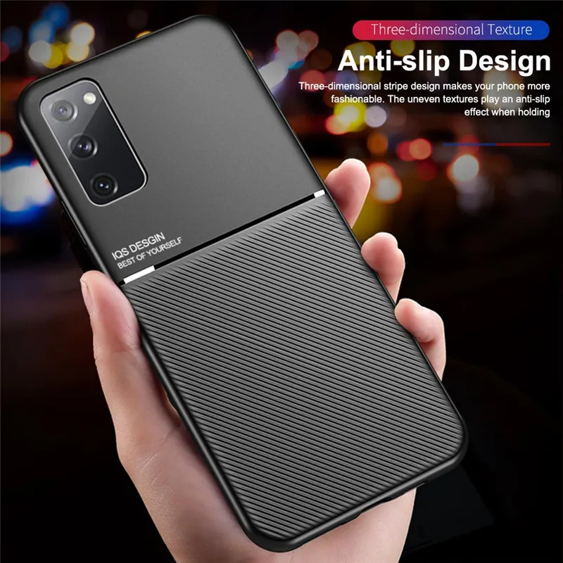 Magnetic Leather Texture Car Phone Case - Premium Back Cover with Magnet Functionality