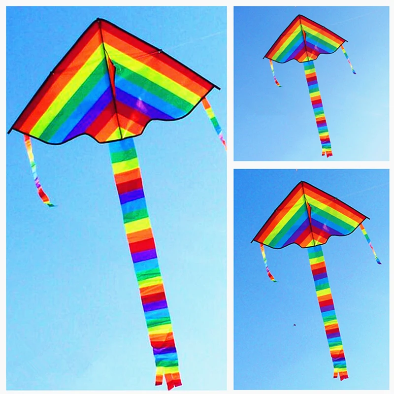 Free Shipping 100pcs kites wholesale rainbow kites flying tools Outdoor Fun kite Factory Child Triangle colorful flying kites