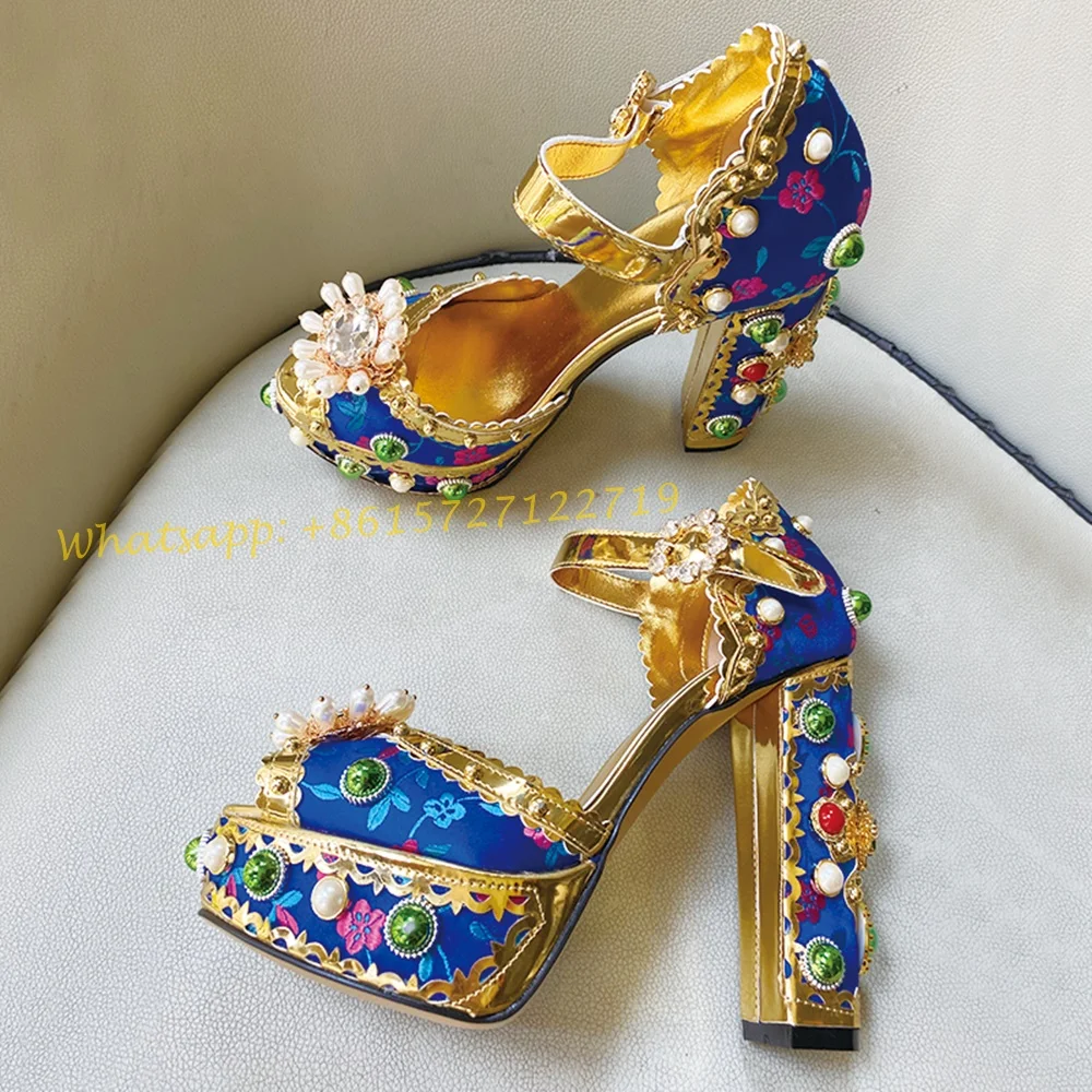 Luksusowe platformy perła sandały z kryształkami bankiet Peep Toe wysokie sandały na obcasie mieszane kolory kobiety 2022 lato Studded Party buty