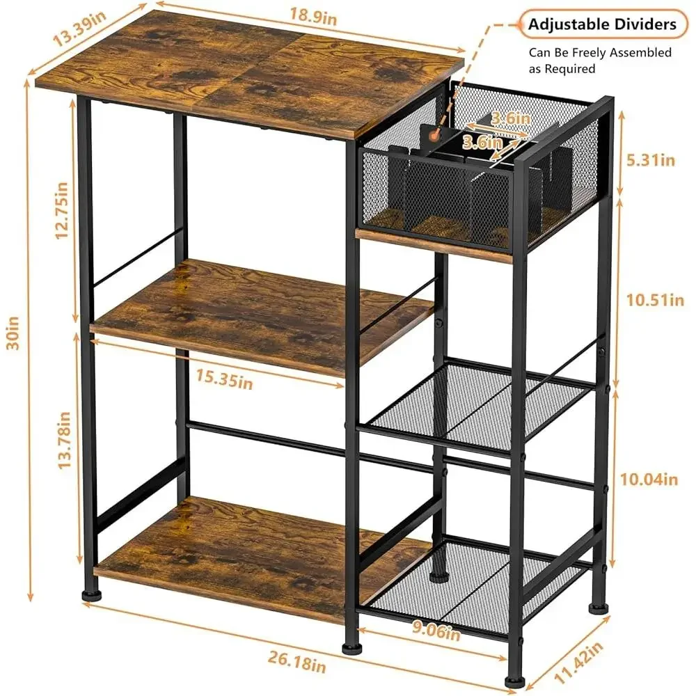 Coffee Bar Station Tiered Organizer Coffee Cabinet with Dividers Storage Accessories Home Kitchen Office Living Room 3