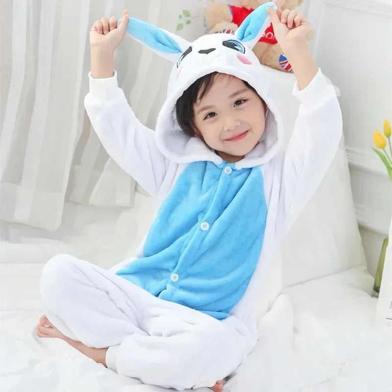 Pink Rabbit Pajamas Overalls Child Boy Girl Christmas Kigurumi Animal Anime Onesie Women Men Sleeping Wear Hooded Pyjama Set