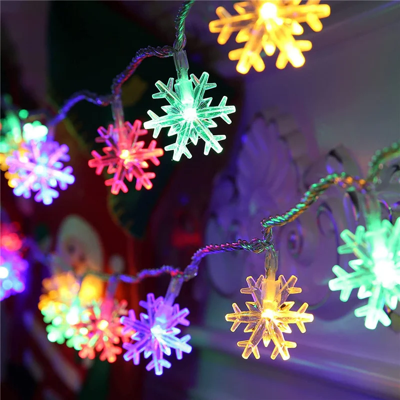 

3M/6M/10M LED Garland Snowflakes String Fairy Lights Battery Powered Hanging Ornaments Christmas Tree Wedding Party Home Decor