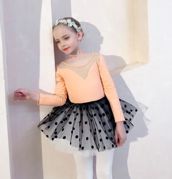 

1set/lot children ballet ballet dancing costumes girl leotard and dot skirt girl tutu dancing costumes