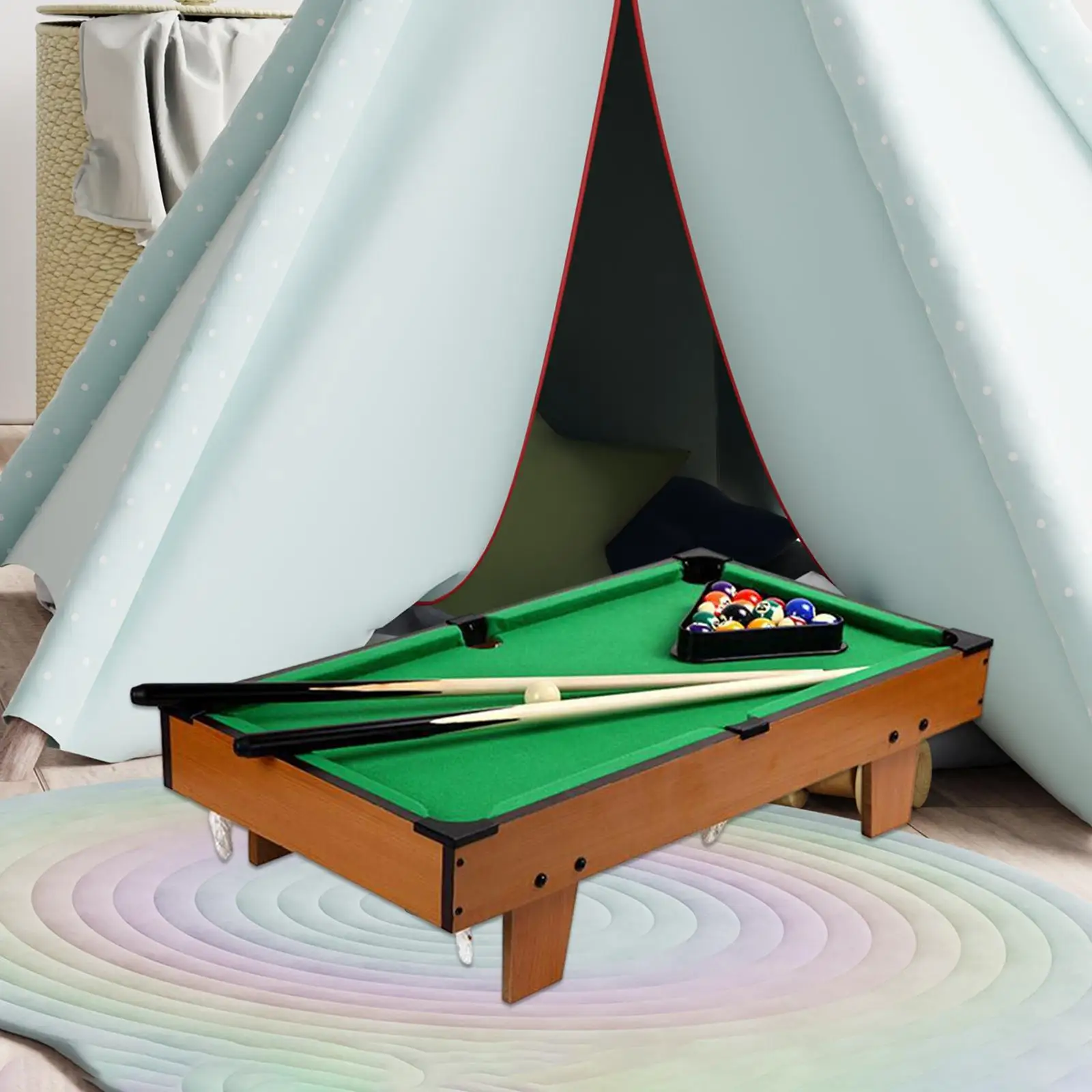 Billiard Accessories Pool Table Playset Pool Table Set Billiard Cues Wooden Mini Tabletop Billiards for Kids