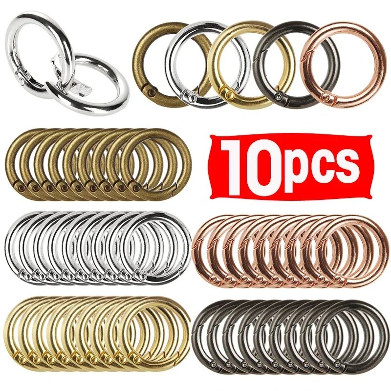 

10pcs Metal O Ring Spring Clasps for DIY Jewelry Openable Round Carabiner Keychain Bag Clips Hook Dog Chain Buckles Connector