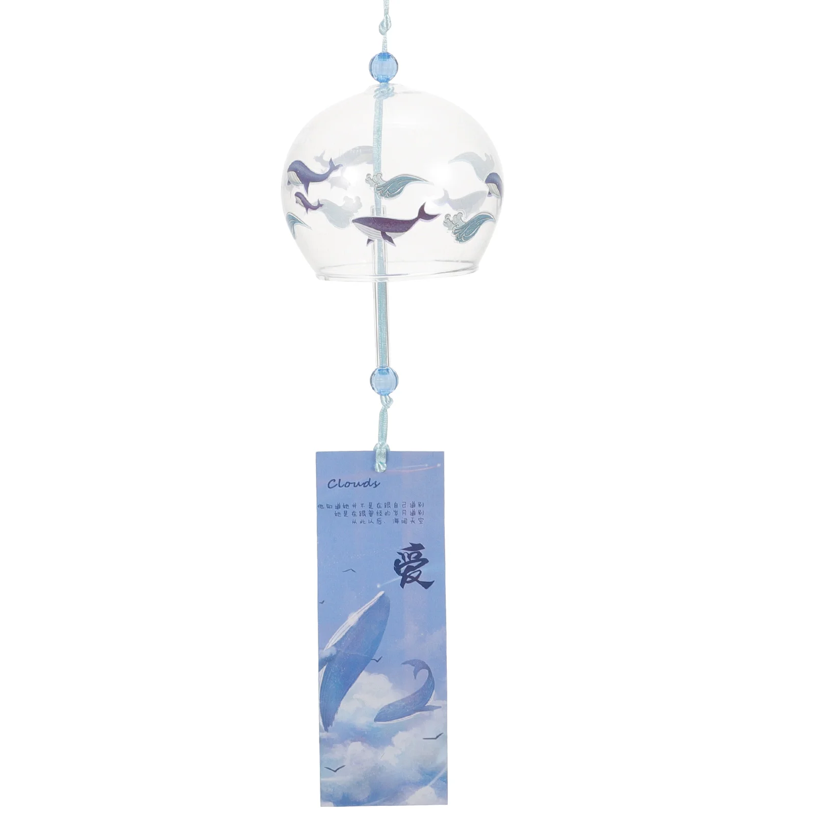 Glass Wind Chimes Pendant Decorative Bell Adornment Hanging Ornament Festival Hand Fan