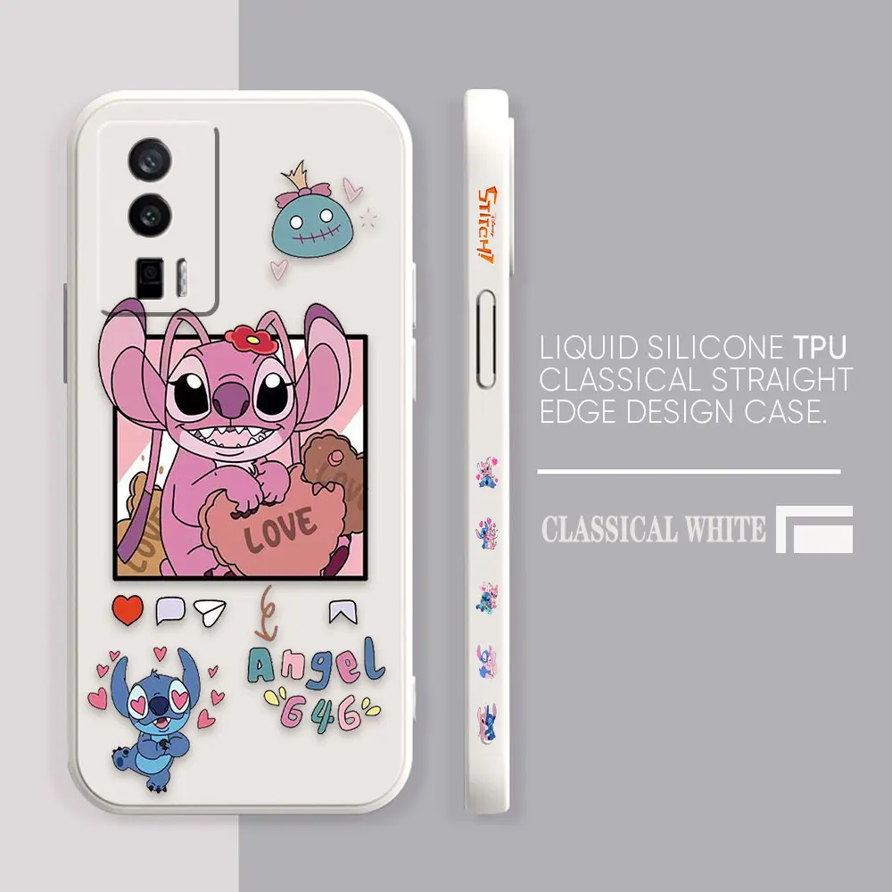 thumbnail image 1 of Case For Redmi K60E K60 K50 K40S K40 K30 9A 9 8A 8 10 Pro 4G 5G Colour Simple Liquid silicone Case Cartoon Lilo & Stitch Angel, 1 of 5