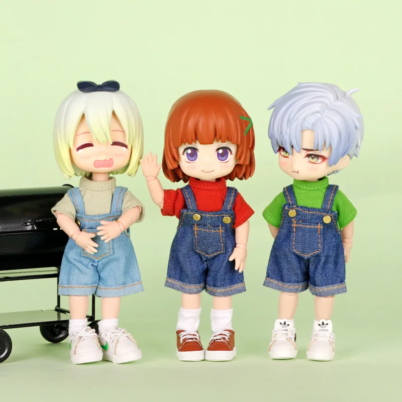 Ob11 Doll Clothes Fashion Tops Jeans Sweatshirt Cool Sleeveless High Neck Sweater Suspenders Shorts For 1/12 Bjd Dolls Accessory 6