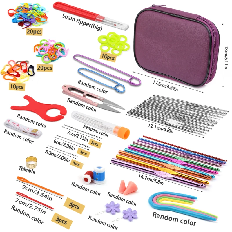 Crochet Kit Beginners Crochet Hook Set Ergonomic Knitting Needles Blunt Needles Stitch Marker DIY Storage Case crochet kit crochet hooks crochet needles knitting needles knitting supplies
