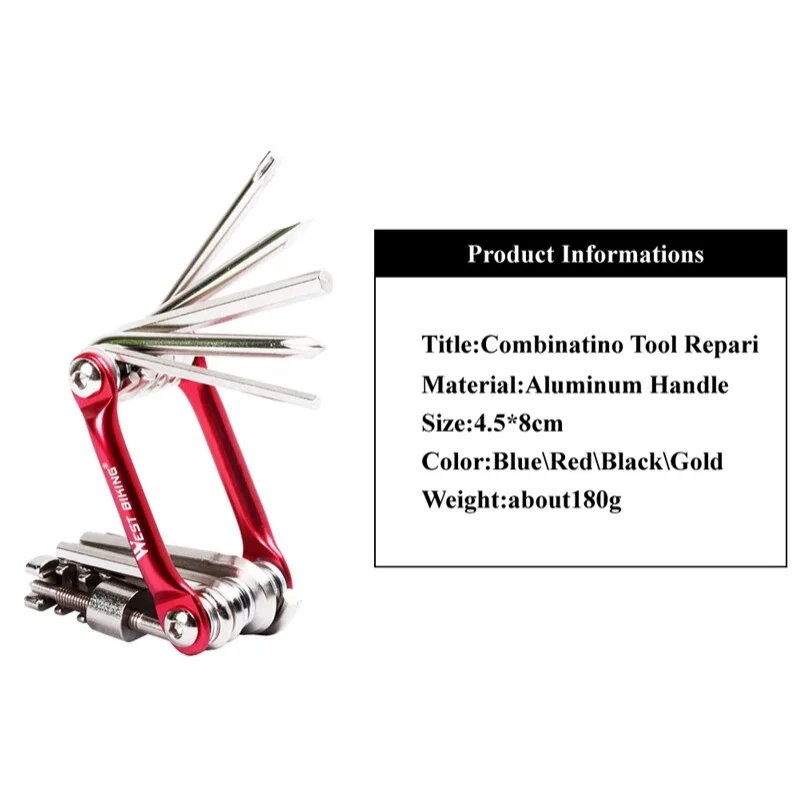 WEST BIKING 11 in 1 Bicycle Repair Tool Multifunction Bicycle Repair Set MTB Road Bike Repair Tools Kit Wrench Screwdriver