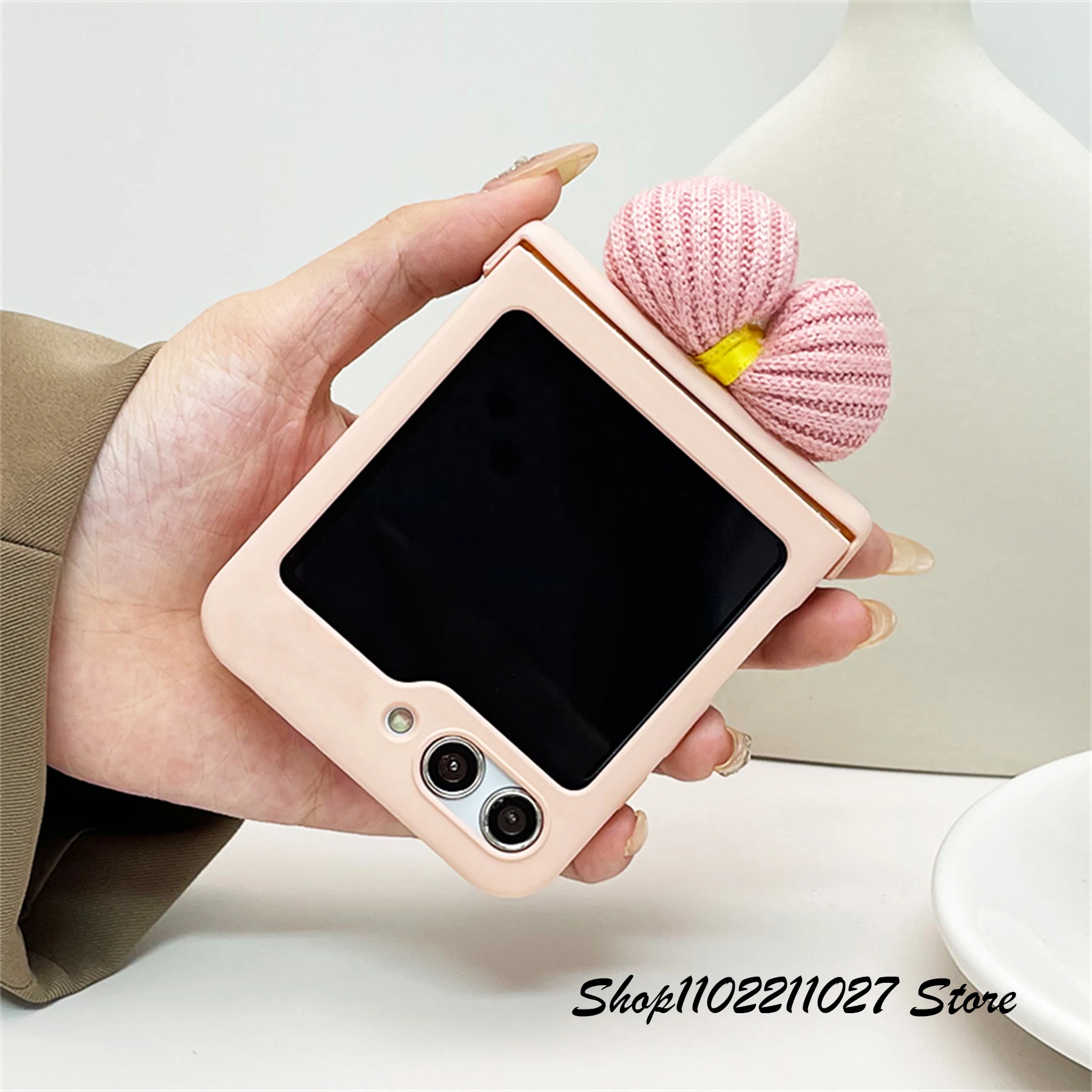 Charming Korean Candy Color 3D Bowknot Case - Portable Solid Color Cover
