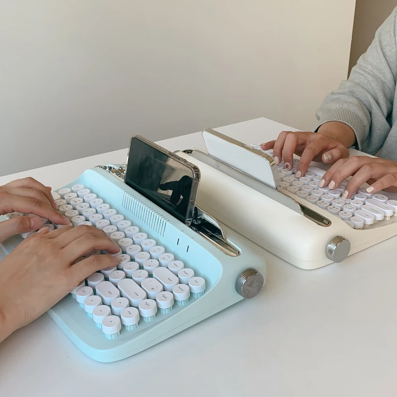 Clavier sans fil Bluetooth pour bureau, machine à écrire mécanique