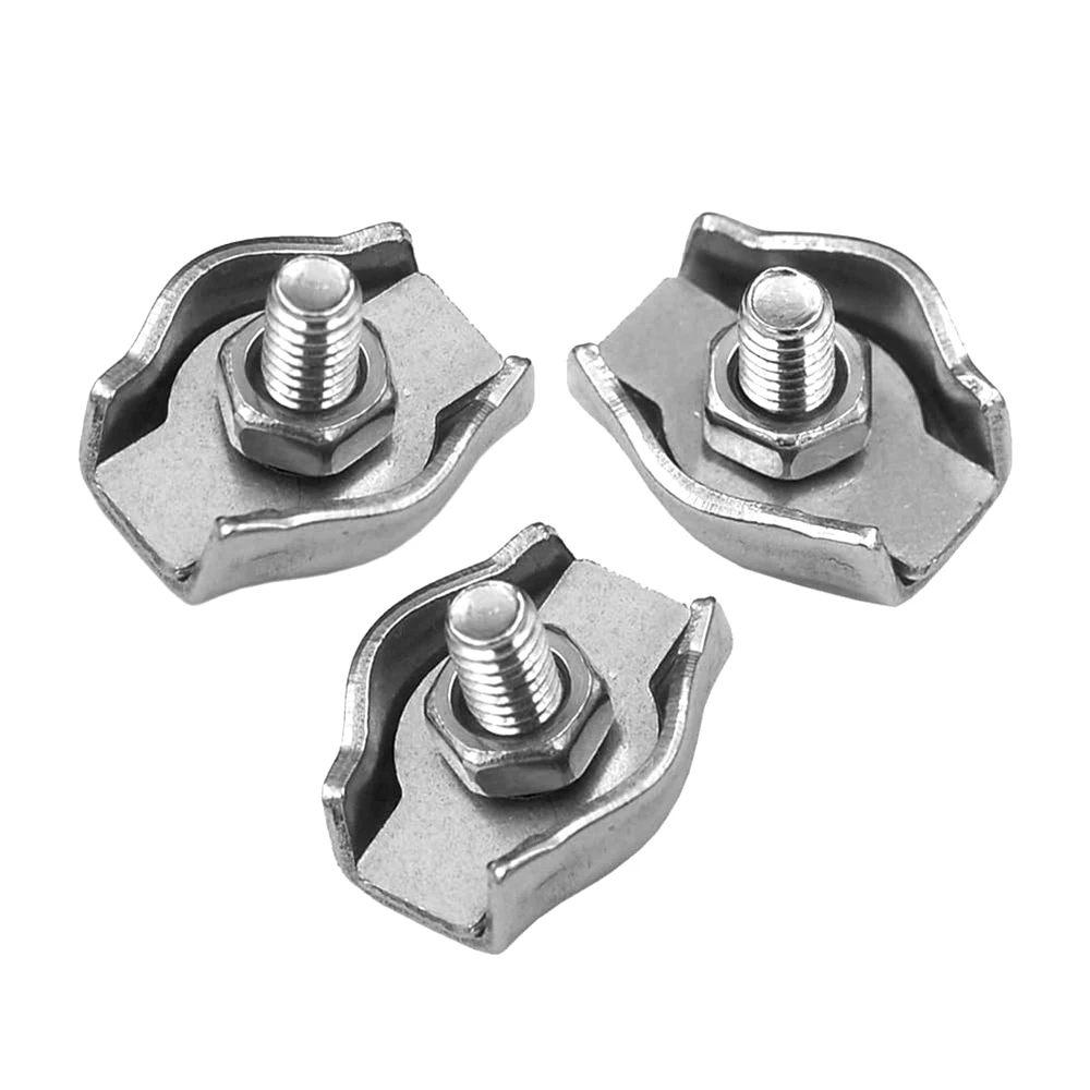 10 clip M4 Duplex per funi metalliche, in acciaio inossidabile 304, morsetti per cavi duplex doppi, per stendibiancheria, vele parasole e ancoraggio