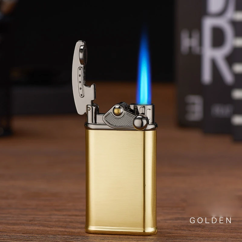 

Креативная прямая струйная зажигалка с кулиской, ветрозащитная зажигалка с синим пламенем, индивидуальная металлическая Бутановая газовая зажигалка, аксессуары для сигарет