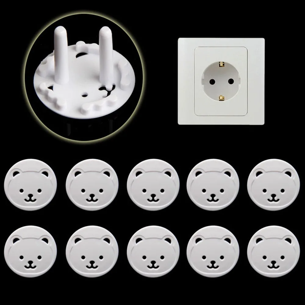 10pcs Bear EU Power Socket Baby Kids Safety Guard Anti Electric Shock