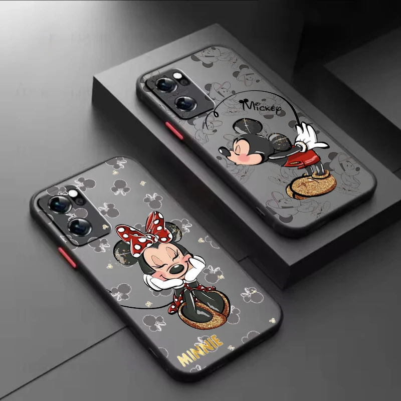 

Mickey Minnie Love For OPPO A98 A96 A94 A78 A77 A76 A74 A72 A57 A56 A55 A53 Frosted Translucent Hard Phone Case Cover Fundas