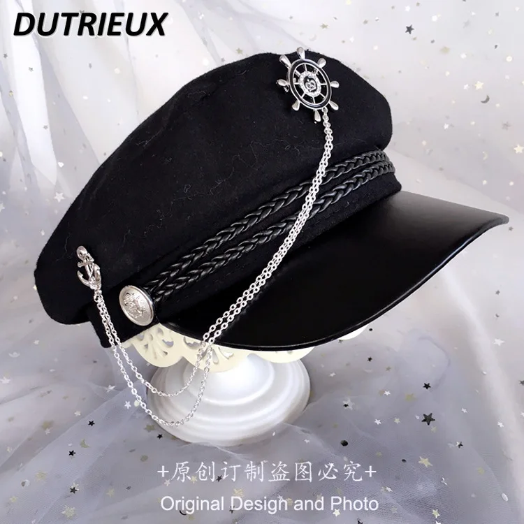 Japanese Tassel Military Cap Halloween Handmade Lolita Hat Women