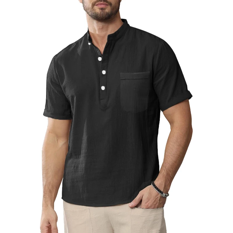 Animal Game Linen Shirt Summer Men's Lightweight Shirt Sping Short Sleeve TShirt  Fit Cotton Streetwear Casual Shirts for Men