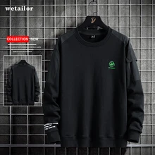 

Spring Autumn Long Sleeve Fleece Pullover Men's Slim-Fit round Neck Men's Large Size Coat Crewneck Casual 2022 New Sweatshirt