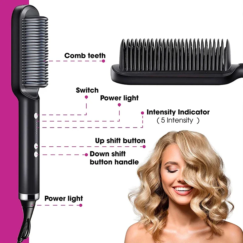 Hair straightener brush 3-in-1 Straightening Comb Heated Hair Brush Hair Straightener Brush Negative Ion Styling Comb Hair Styling Tool
