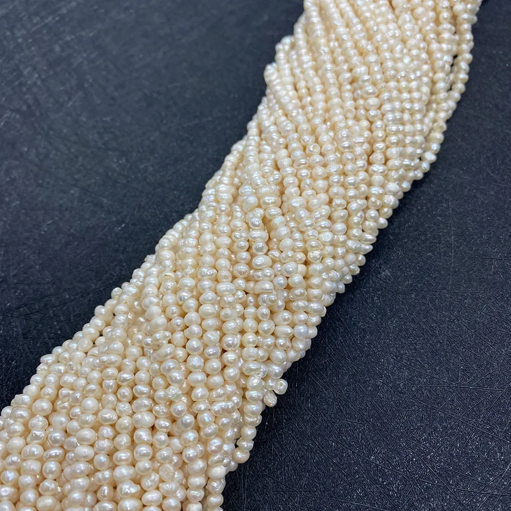 Natural Freshwater Pearl Bead 3-4mm Grade A Nearly Round Punch Loose  for DIY Jewelry Making Bracelet Necklace Earring Accessory